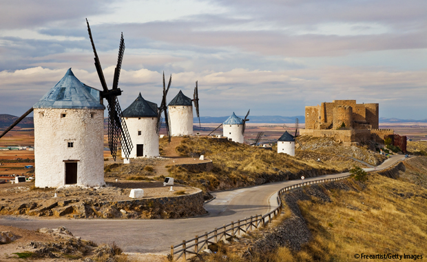 Die Windmühlen in der Region Kastilien-La Mancha, Spanien