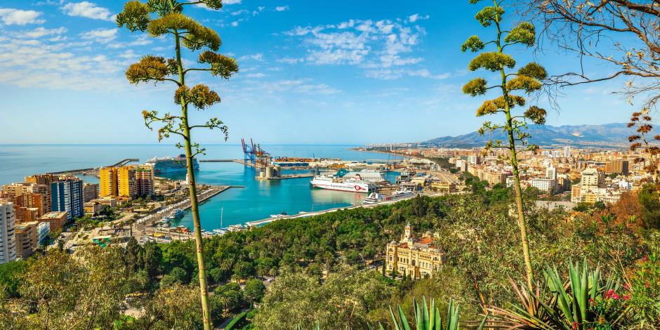 Malaga city from Gibralfaro Castle. Malaga Province. Andalusia. Spain.