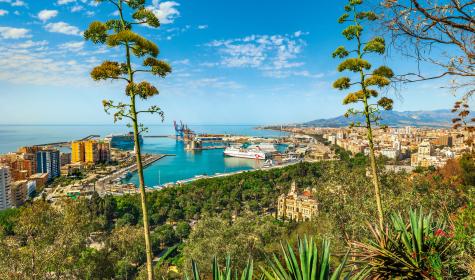 Malaga city from Gibralfaro Castle. Malaga Province. Andalusia. Spain.